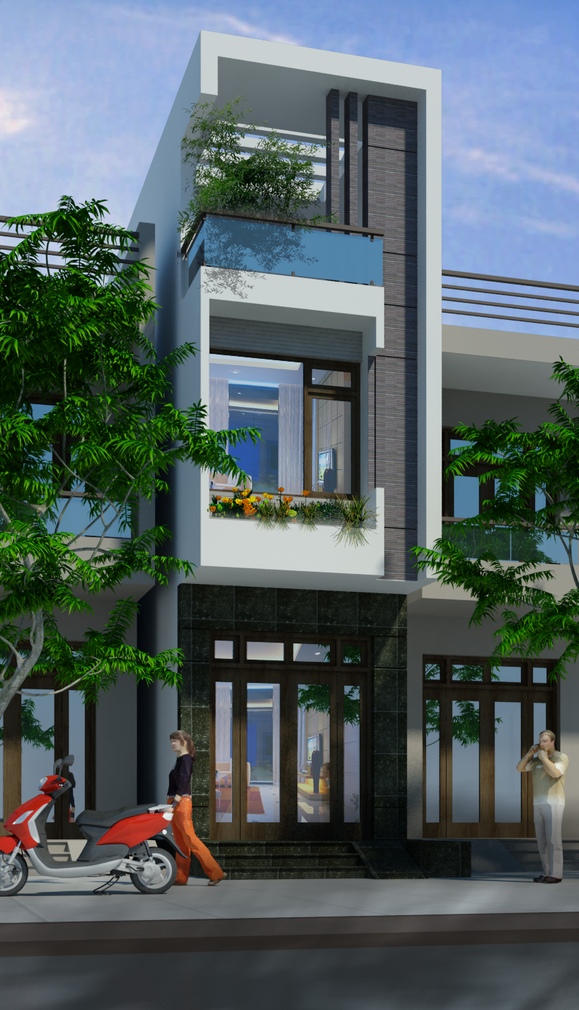 Thiết kế nhà phố 3 tầng tân cổ điển mái Thái (CĐT: ông Thắng - Quảng Ninh)  NP32695