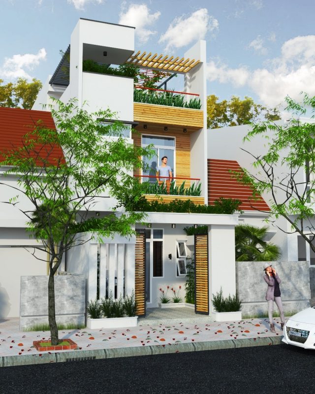 Kiến trúc nhà phố 2 tầng 5x20m